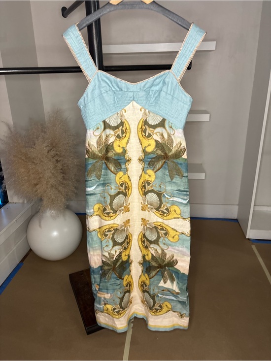 FARM Rio Dresses & Skirts - FARM Rio Light Blue and Yellow Tropical Print Midi Dress
